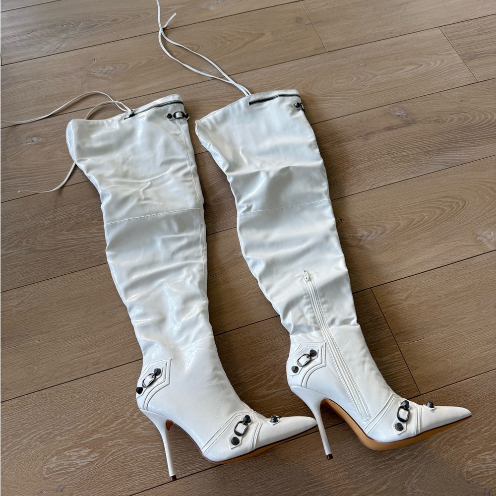 Fashion Nova White Over the Knee Boots
